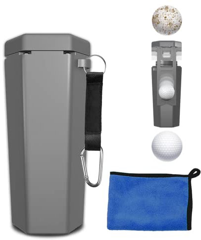 DAZZLEEX Golf Ball Cleaner, Golf Ball Cleaning Machine, Built-In 4 Brush Heads, Manual Lifting, Simple And Fast Cleaning Of Golf Balls, Making Golf Balls Look New(Grey)