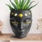 Bossa Linda Head Planter for Flat Surface & Wall | Pot Heads for Plants with Wall Hook and Drainage | Unique Tabletop Face Planter Pots for Indoor & Outdoor Use - Luna Design, Black