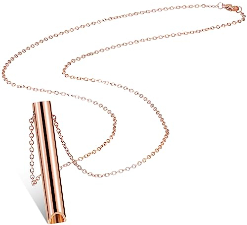 Fiada Collier de Soulagement d'Anxiété en Acier Inoxydable - Collier d'Exercices de Respiration Profonde Portable pour Méditation Anti-Stress Relaxation (Or Rose)