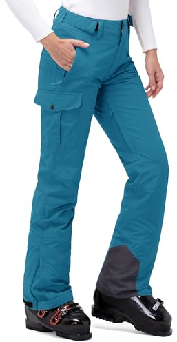 33,000ft Damen Skihose Outdoorhose Wasserdicht Winddichte Softshellhose Warme Gefütterte Thermohose Wanderhose Winter Ski Pants Women Pfauenblau XL