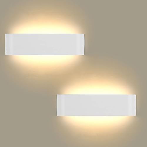 Lightess 2er 16W Wandlampen LED Innen Modern Wandleuchten Weiss Up Down Licht Wandbeleuchtung Warmweiss Treppenhuas Beleuchtung IP44 für Wohnzimmer Schlafzimmer Flur Treppen usw, aus Aluminium