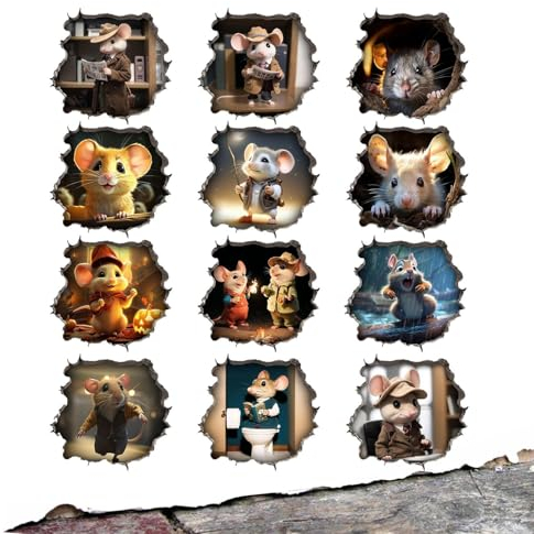 Besreey 12pcs Mauseloch Aufkleber 3d - Wandtattoo Mäusetürchen - Wandsticker Maus - Maus Wandtattoo | Mauseloch Wandtattoo Maus Wand Aufkleber Lovely Home Küchen Dekor