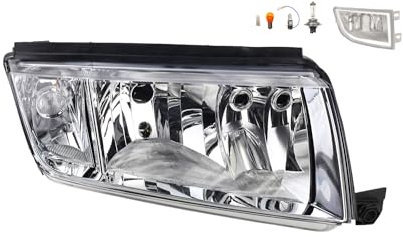 Johns, Scheinwerfer Halogen Front kompatibel zu Skoda Fabia 6Y 09/99-03/08 H7 H3 Rechts + Nebelscheinwerfer + Leuchtmittel