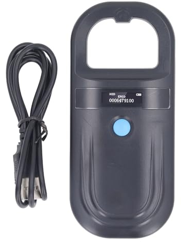 Haustier-Mikrochip-Scanner, 134,2 kHz ISO11784 85 FDX B EMID-Mikrochip-Lesegerät, USB-aufladbarer Haustier-Chip-ID-Scanner, 128 Etiketten, Integrierter Summer