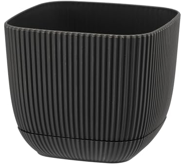 VERDENIA Coral Lot de 2 Pots de Fleurs carrés, en Plastique, légers, pour l'intérieur, Design Moderne, Plastique de qualité supérieure, 15 x 15 x 13 cm, Gris