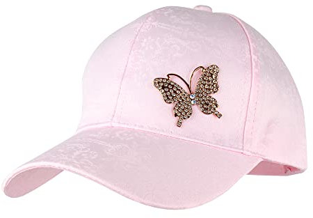 Meliyya Baseball Cap 80% Baumwolle Strass Schmetterling Baseballkappe Schildkappe Herren Damen Einheitsgröße Verstellbar, Rosa