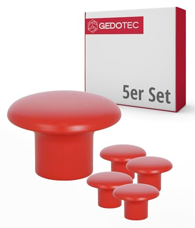 Gedotec Möbelknöpfe für Kinderzimmer | Durchmesser 32 mm | Farbe Rot | 5 Stück | Möbelgriffe Kunststoff | COLOUR | Schrankknöpfe bunt | Möbelknauf Kinder | moderne Griffe Möbel | Schrankknauf