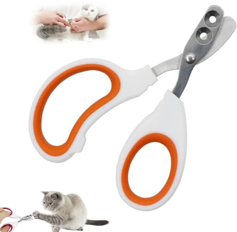 Double Hole Pet Nail Clipper, Effortless Pet Nail Clippers, Cat Claw Clipper, Dog Claw Clippers, Cat Nail Clippers with Safety Guard, with Positioning Hole Pet Claw Cutting Tool for Small Pet-Orange