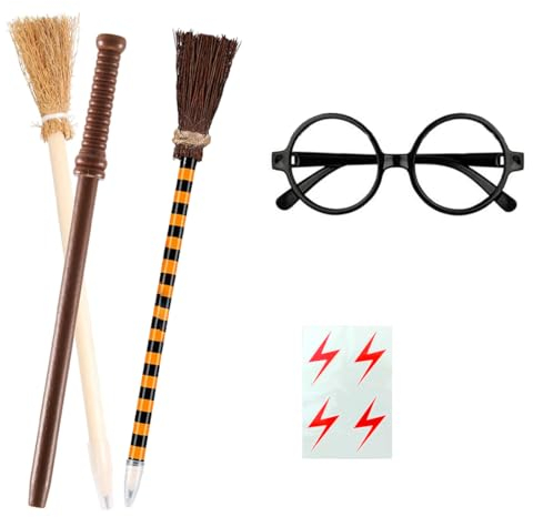 LuLiyLdJ 8 Pezzi Set Matite a Bacchetta Magica, Tatuaggi Temporanei con Cicatrice a Forma di Fulmine, Premi Scolastici, Riempitivi per Borse Goody