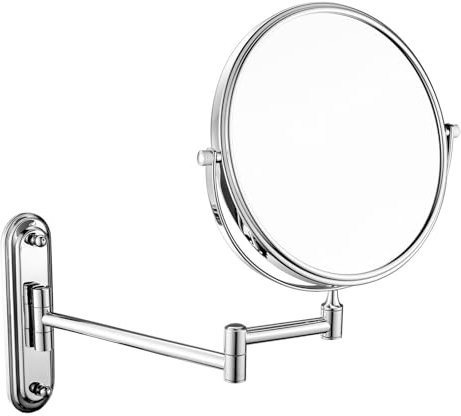 SWHC Miroir De Maquillage Mural avec Grossissement,Extension Pivotante à 360° Fixation Murale Miroir Grossissant X10,Miroirs De Maquillage pour Salle De Bain,Maison,HôTel,DiamèTre 20 Cm