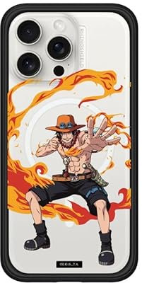 RhinoShield Modulare Case kompatibel mit MagSafe für [iPhone 15 Pro Max] | Mod NX Überragender Magnet, strapazierfähige Schutzhülle 3.5M / 11ft Fallschutz - Schwarz [One Piece/Ace - Fire]