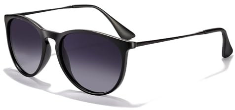 Charfia Sonnenbrille Damen Polarisiert, Retro Polarisierte Damen Sonnenbrille mit UV Schutz, Sunglasses Woman Sonnenbrillen Damen Sonnenbrille Rund Runde Sonnenbrille Herren