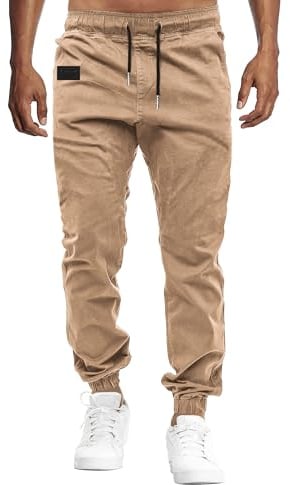 VMSUCIJ Mens Cargo Trousers Joggers for Men UK Work Trousers Outdoor Pants Cotton Chinos Regular Fit Multi-Pocket,Khaki 01,XXL