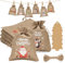 G2PLUS 24 Stück Adventskalender Jutesäckchen, 10 × 15CM Weihnachten Jutesäcke, Geschenke Jutebeutel mit Baumanhänger, Weihnachten Geschenksäckchen für Adventskalender, Weihnachtsbaum Deko