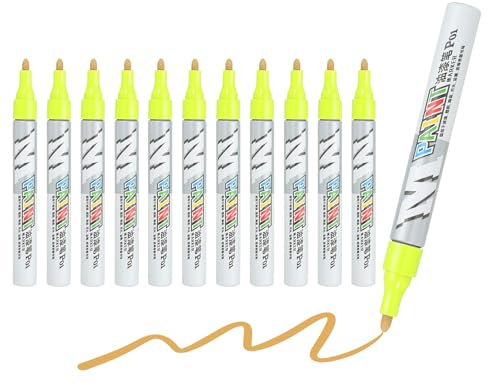 M&G Paint Marker Pens, 12Pcs Waterproof Paint Markers Quick Dry and Permanent Metallic Markers for Painting Stone, Wood, Plastic, Ceramic, Canvas, Glass, Tires, Yellow