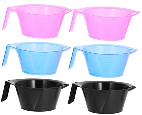 Baluue 6 Stück Haarfärbemittel mit Transparenter Abs Färbeschüssel Dreieckigem Boden und Skala für Friseursalon und Präzises Haarfärben Zufällige Farbe