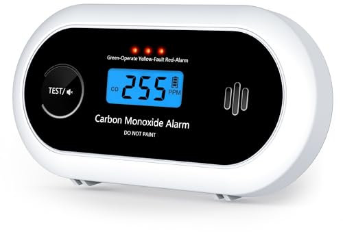 Carbon Monoxide Detector, 10 Years Sealed Battery CO Alarm with Digital LCD Display, Battery Operated Carbon Monoxide Alarm for Home, EN 50291 Standard
