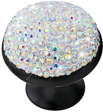Veemoon Aluminum Alloy Cabinet Door Handle Black Rhinestone Mushroom Pull Handle Drawer Knobs Cupboard Knobs