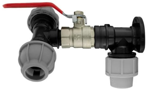 Wall Flange Kit 20mm MDPE - Designed for Secure and efficient Connections with 20mm MDPE Pipes Suitable for Gardening, Backyard, Around The House, Farmhouse (Lever Valve & 25mm MDPE Tee Outlet)