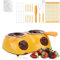 Juego de Fondue para derretir Chocolate, Kit de Olla Doble para Dulces de 25 W, Fuente de Chocolate eléctrica, Olla para derretir Chocolate Caliente instantáneo para Dulces, Queso, Hornear Yellow