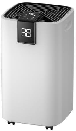 12L Dehumidifier with Ultra Quiet & Auto Shut | Compact and Portable Dehumidifier for Removing damp moisture in Kitchen, Bedroom, Office, Caravans-12L