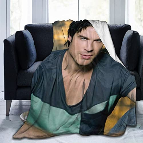 LKIMEWVK Ian Joseph Somerhalder Decke, Bettwäsche, Fleecedecke, weiche Überwurfdecke, leichte antistatische Decke – 3 Größen