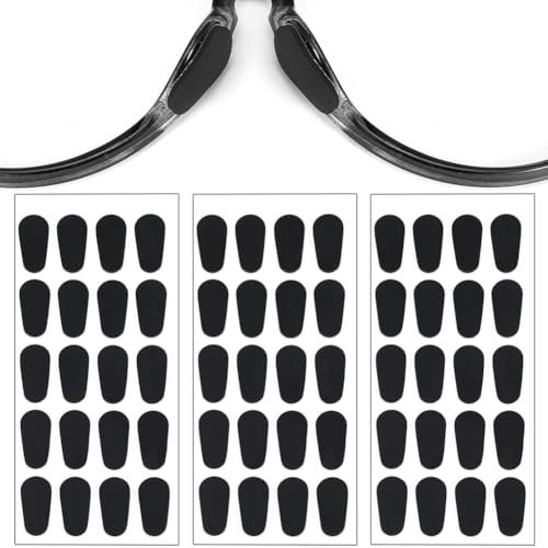 30 Paar Silikon Nasenpad, 1.0mm Nasenpads brille selbstklebend Rutschfeste Selbstklebende Nasenpads, Antirutsch Klebend Pad Selbstklebende Dünne Rutschfeste Nasenpads Brille für Brillen(Schwarz)