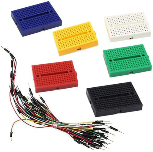 VISSQH 6 pcs Mini breadboard Kit, Solderless Prototype PCB Board with Flexible Bread board Jumper Wire for electronics testing DIY(6 color)