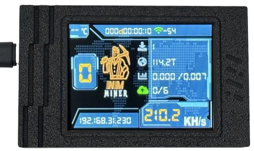 Yominerr 235KH/S NMMiner NerdMiner Bitcoin Crypto Solo Lottery Miner 2,8 Smart Display mit Gehäuse Verbesserter NerdMiner
