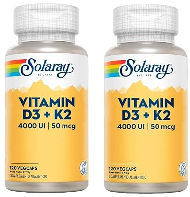 Pack 2 Unidades | Vitamin D3 + K2-120 cápsulas | Solaray