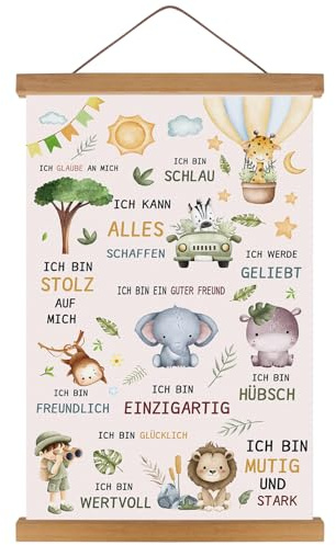 KAIRNE Tiere Safari Zitate Poster Kinderzimmer Affirmation Familie Wandbild