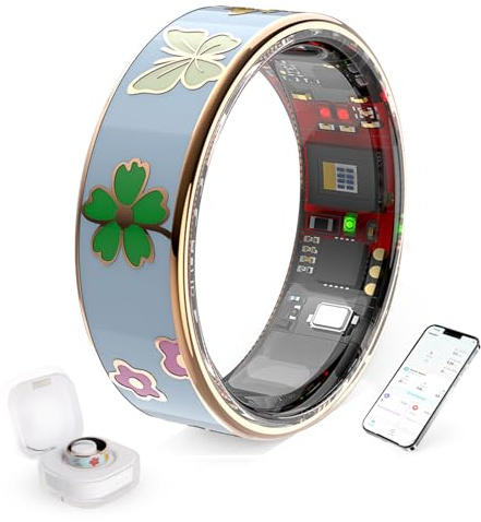 Elegante anello intelligente per donna, uomo, tracker di salute e fitness, con monitoraggio del ritmo cardiaco, sonno, ossigeno nel sangue, impermeabile IP68, contapassi, compatibile con iOS e Android
