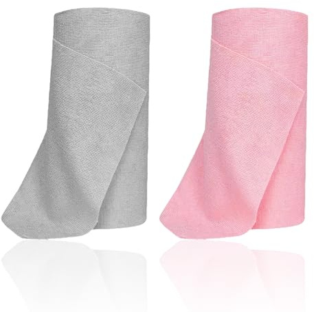Mikrofaser Putztuchrolle, Microfasertücher auf Rolle 20 Stück x 2 Mikrofasertücher Rolle Fusselfreie Reinigungstücher Wiederverwendbare Putzlappen Allzwecktücher für Küche Werkstatt Auto Bad (Rosa & G