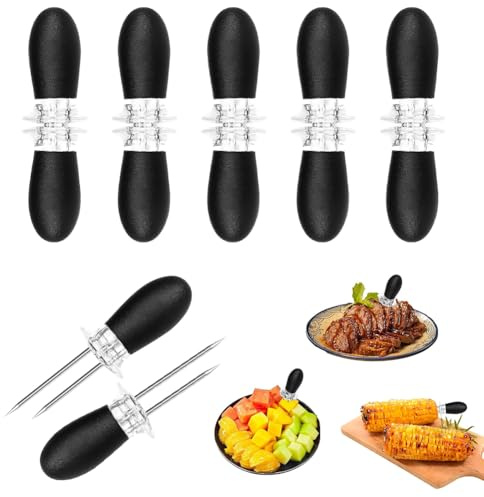 Aoreun 12 Pièces Brochettes de Maïs, Supports d'épis de Maïs en Acier Inoxydable, Supports pour Épis de Maïs pour Fêtes, Pique-Niques, Camping et Barbecue