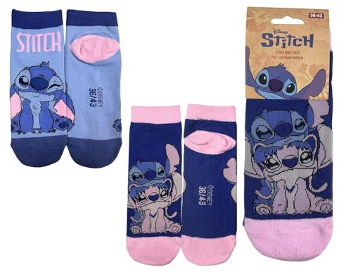 Stitch Knöchelsocken für den Alltag und Sport – weiche und atmungsaktive Knöchelsocken für Sneaker und Freizeitschuhe, bunt, 27-30
