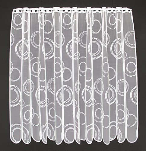 Gardinen Kranzusch Scheibengardine Kringel 110x132 cm H/B Weiß Bistrogardine Vorhang Küche 1er Pack