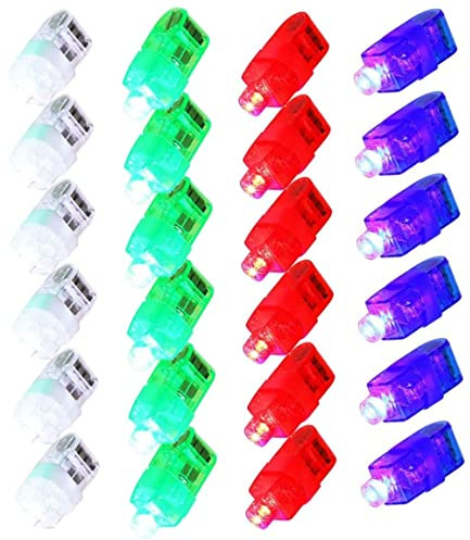 Vistnale Luces de Dedo LED para niños, Luces de Dedo LED de plástico Colorido Anillo de Pulgar Banda Linterna Juguete para niños Adultos 24 Piezas