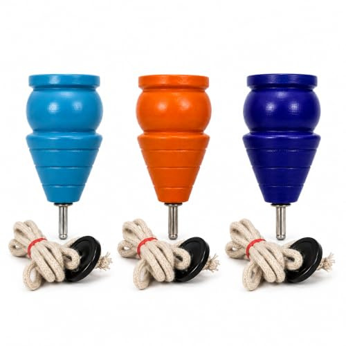 Holzkreisel für Kinder | Traditioneller Lattu/Buguri/Bambaram | Kreisel mit Metallspitze | Handgefertigtes Holzspielzeug | Für drinnen und draußen (Multicolor Premium)
