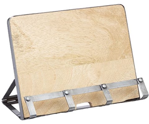 KitchenCraft Industrial Kitchen Metal / Wooden Cookbook Stand & Tablet Holder, 26 x 21 cm (10” x 8.5”)