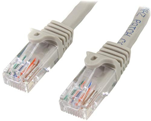 StarTech 0.5m Cat5e Snagless Ethernet Cable, PoE, Grey (45PAT50CMGR) | Gold-plated RJ45, Patch Cable, Ethernet Cord, Connectors, Short, UTP, 5Gbps speeds, 24AWG copper