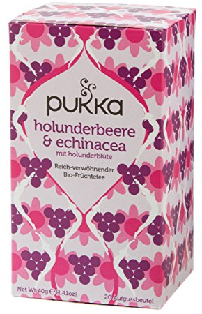 Pukka | Bio-Früchtetee Holunderbeere & Echinacea | Holunderbeere, Echinacea, Anissamen, Ingwer | 20 Teebeutel