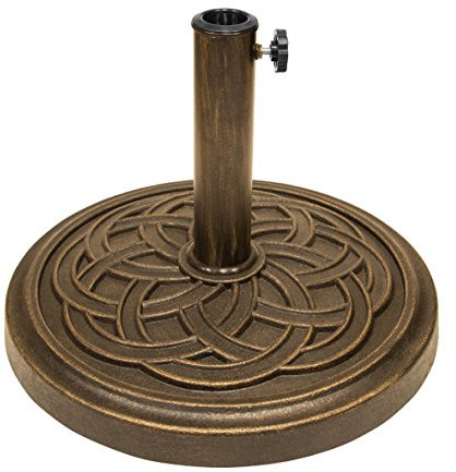 GardenKraft 16900 Heavy Duty Resin Parasol Base/Stylish Celtic Traditional Design / 12kg Weight/Maximum Pole Diameter 48mm / Easy Screw Mechanism to Secure Parasols/Bronze Colour