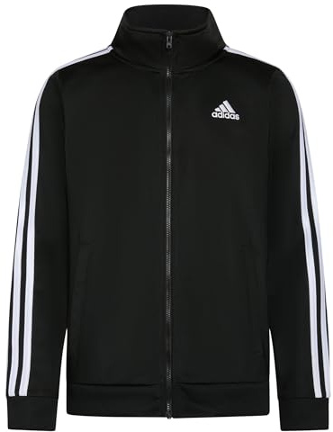 adidas Boys' Iconic Tricot Jacket Sweatshirt, Black Adi, Medium