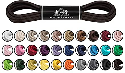 Mount Swiss Luxury Schuhbänder I Wasserabweisende und reißfeste Schnürsenkel rund ø 2-3 mm aus feiner Baumwolle/gewachst Farbe: Dark.Brown, Länge: 80 cm