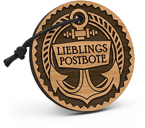 Fashionalarm Schlüsselanhänger Anker Tau Lieblingspostbote aus Holz mit Gravur | Geschenk Idee Postbote Paketbote Briefträger Post Beruf Arbeit
