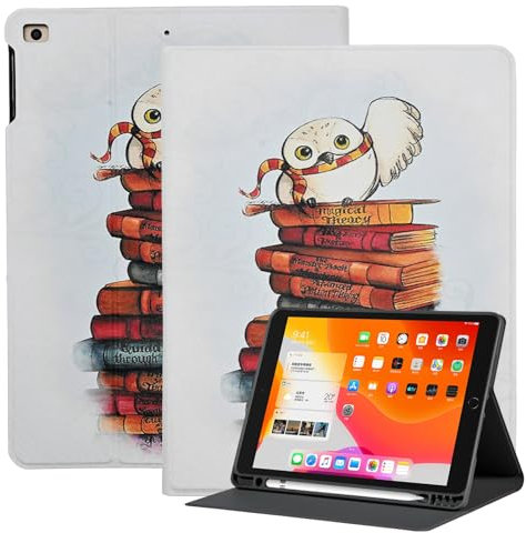 Case for iPad 6th / 5th Generation 9.7 inch 2018/2017 Model, Cute Cartoon Kawaii Folio PU Leather Soft TPU Back Cover Multi-Angle Stand Shell, Cute Owl