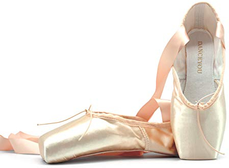 DANCEYOU Spitzenschuhe Ballettschuhe Tanzschuhe Ballettschläppchen mit genähtem Band für Mädchen und Damen EU 37