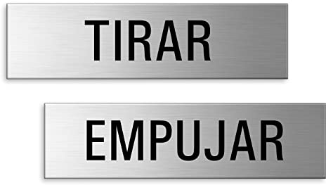 Señales Tirar Empujar Aluminio Cepillado óptica Acero Inoxidable 150x40 mm