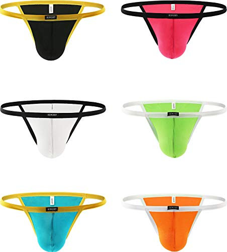 iKingsky Micro Slip en Modal Homme Tanga Taille Basse en Coupe Bikini sous-vêtements pour Homme (XL, Pack de 6)