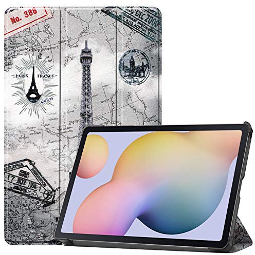 FanTing Coque pour Samsung Galaxy Tab S7 Coque Housse Étui,Ultra-Mince et avec Support Coque Protection pour Samsung Galaxy Tab S7 -Tour de Fer rétro